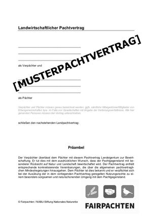 Cover Musterpachtvertrag